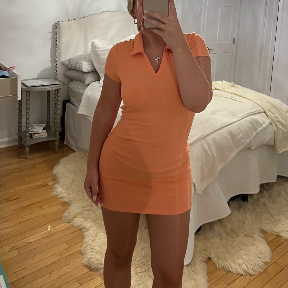 Pretty Little Thing orange collared mini dress